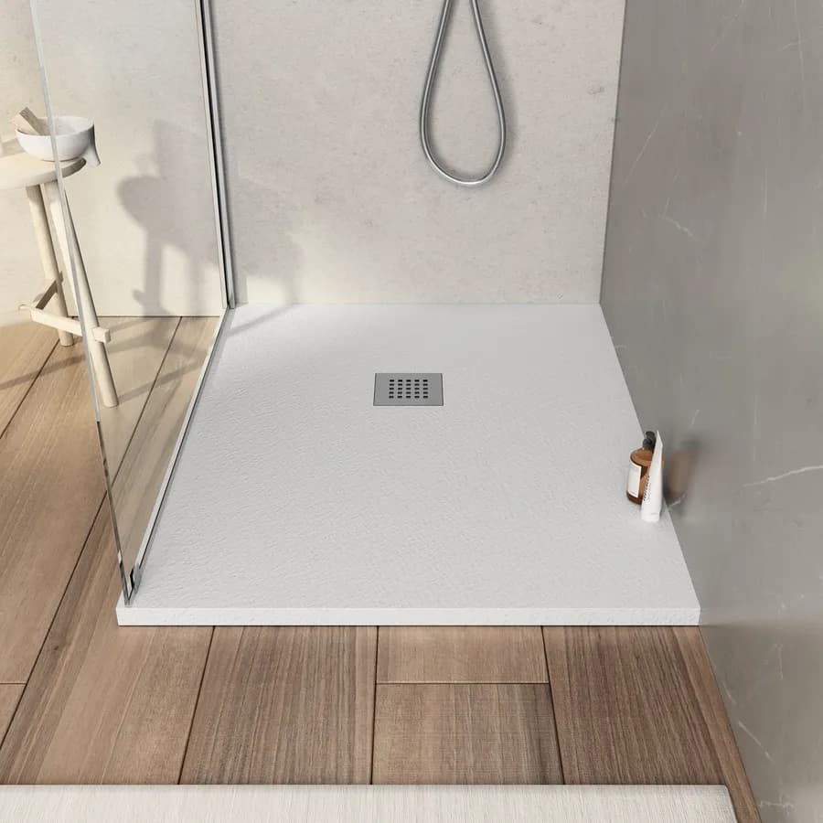 Piatto doccia 100x70 cm bianco effetto pietra riducibile - Liat