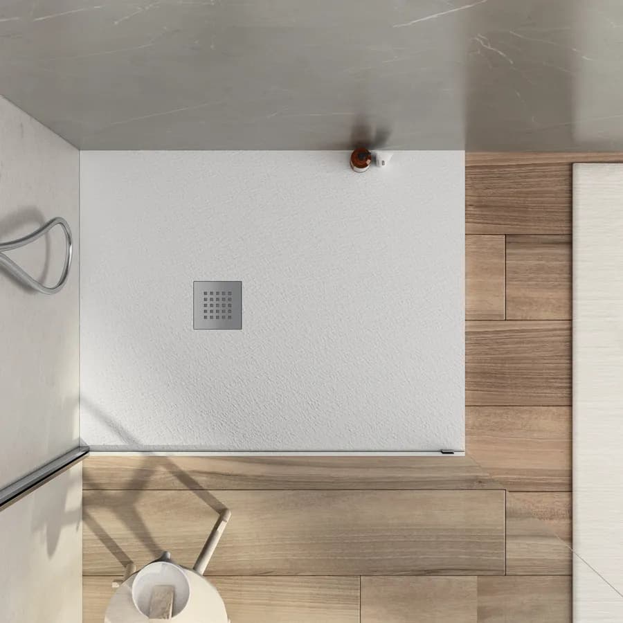 Piatto doccia 100x70 cm bianco effetto pietra riducibile - Liat
