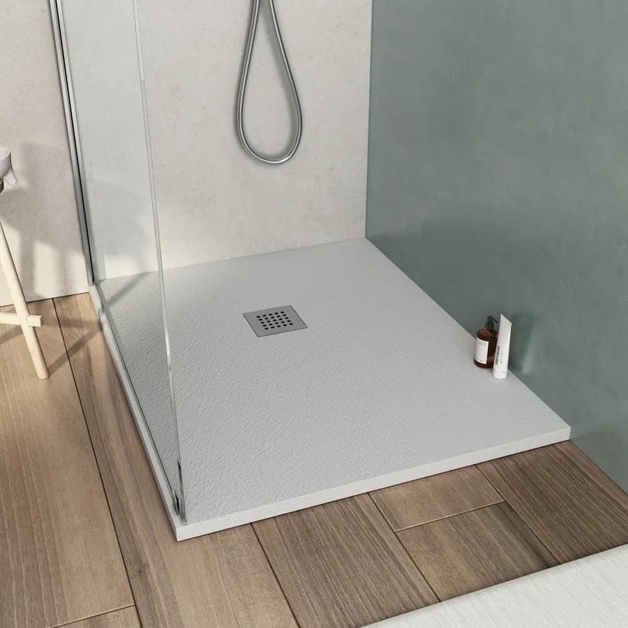 Piatto doccia 100x70 cm grigio effetto pietra riducibile - Liat