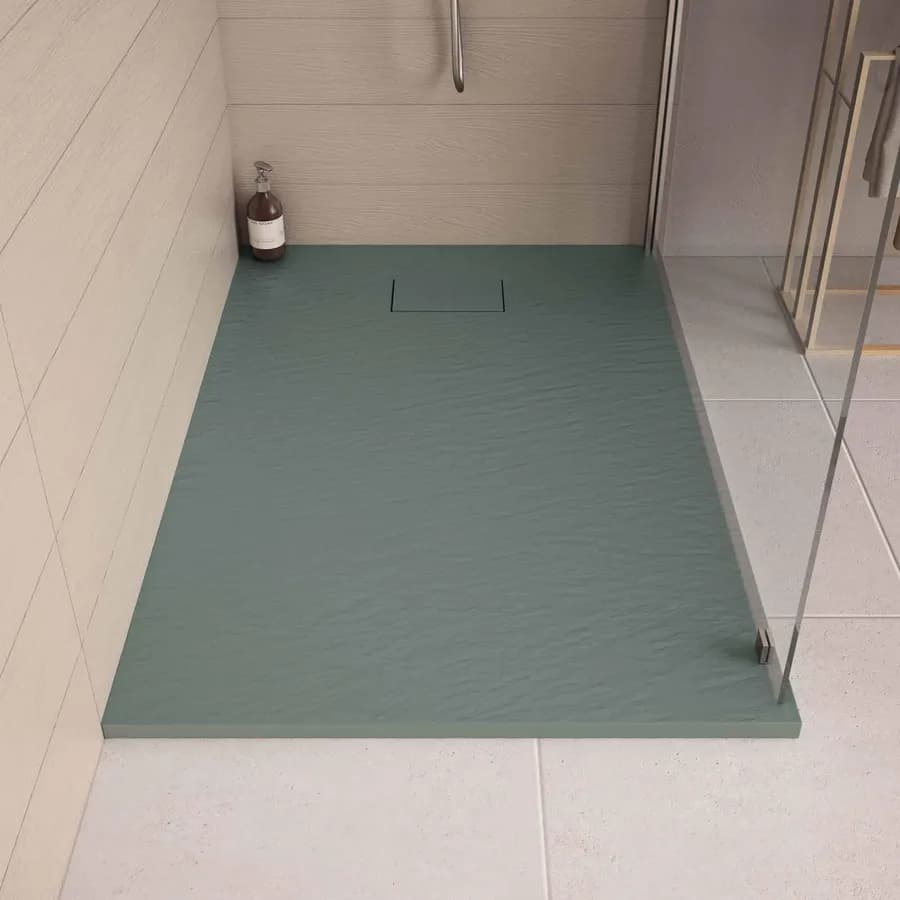 Piatto doccia 100x80 cm ultraslim riducibile verde effetto pietra - Rok