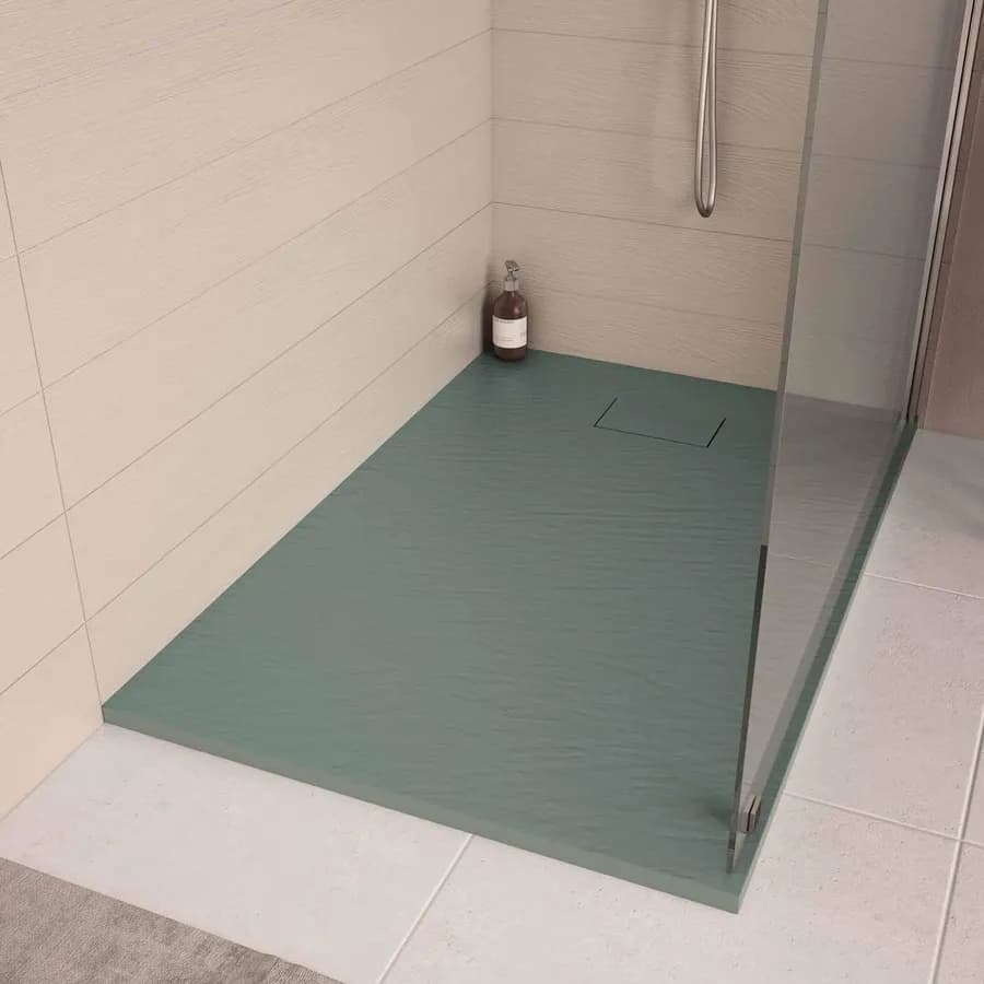 Piatto doccia 100x80 cm ultraslim riducibile verde effetto pietra - Rok