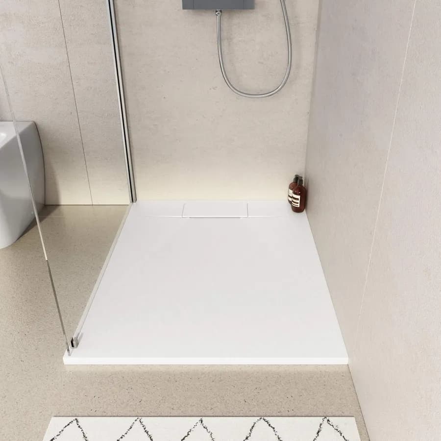 Piatto doccia 100x80 in resina effetto pietra ardesia bianco - Kalf