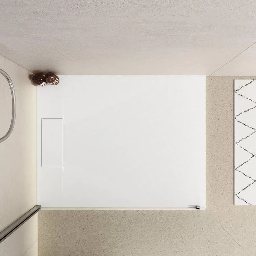 Piatto doccia 100x80 in resina effetto pietra ardesia bianco - Kalf