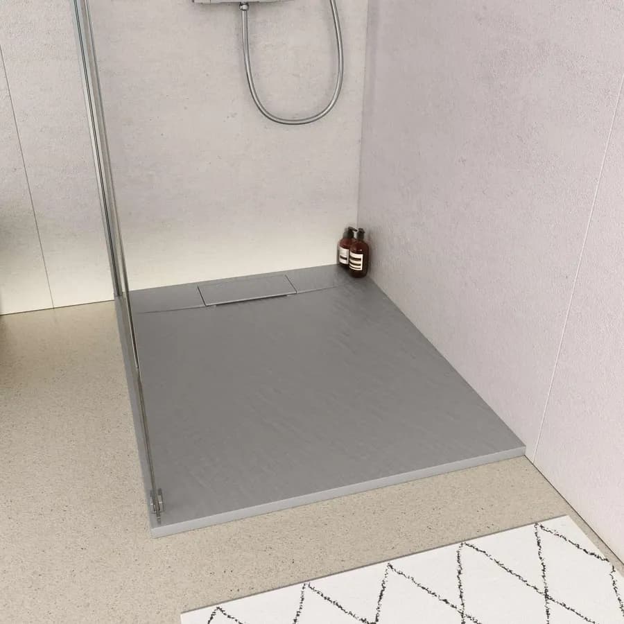 Piatto doccia 100x80 in resina effetto pietra ardesia grigio - Kalf