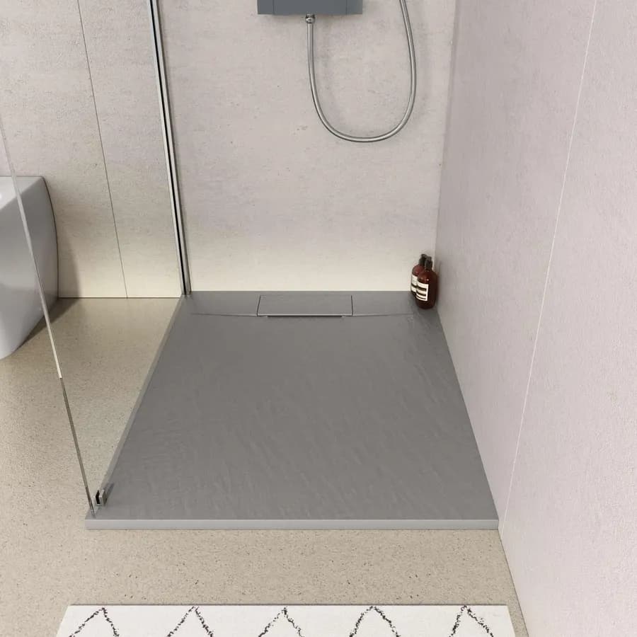 Piatto doccia 100x80 in resina effetto pietra ardesia grigio - Kalf