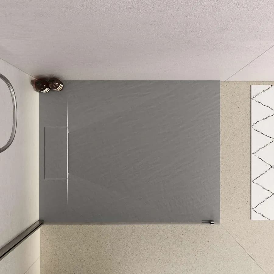 Piatto doccia 100x80 in resina effetto pietra ardesia grigio - Kalf