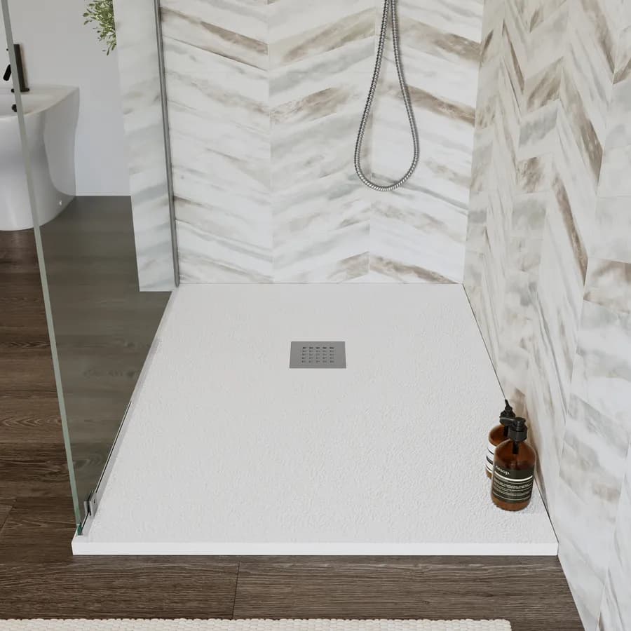 Piatto doccia 110x100 cm bianco effetto pietra riducibile - Liat