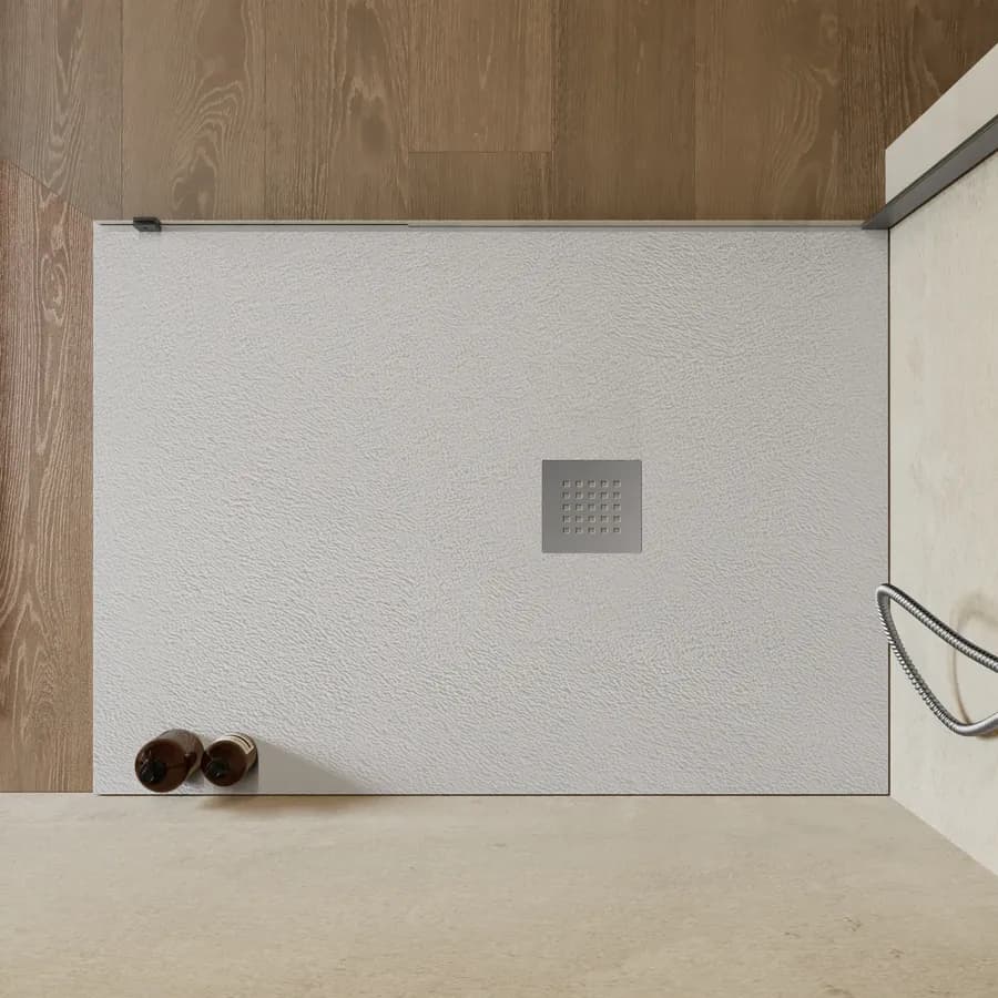 Piatto doccia 110x70 cm grigio effetto pietra riducibile - Liat