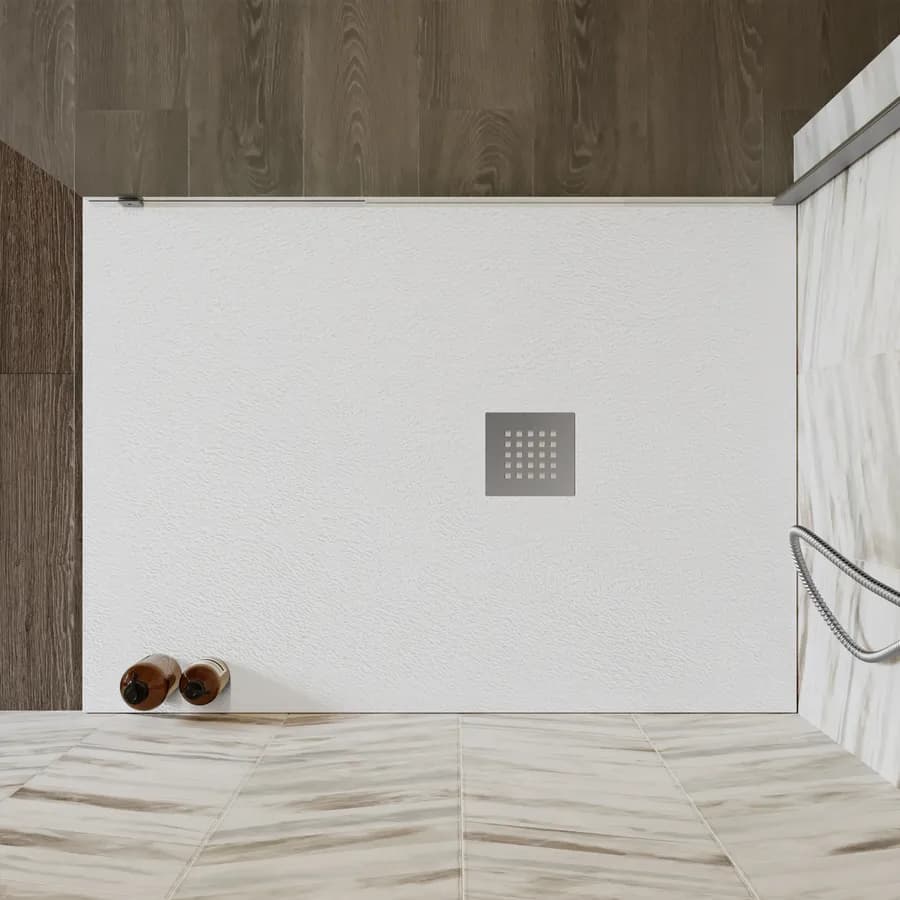 Piatto doccia 110x80 cm bianco effetto pietra riducibile - Liat