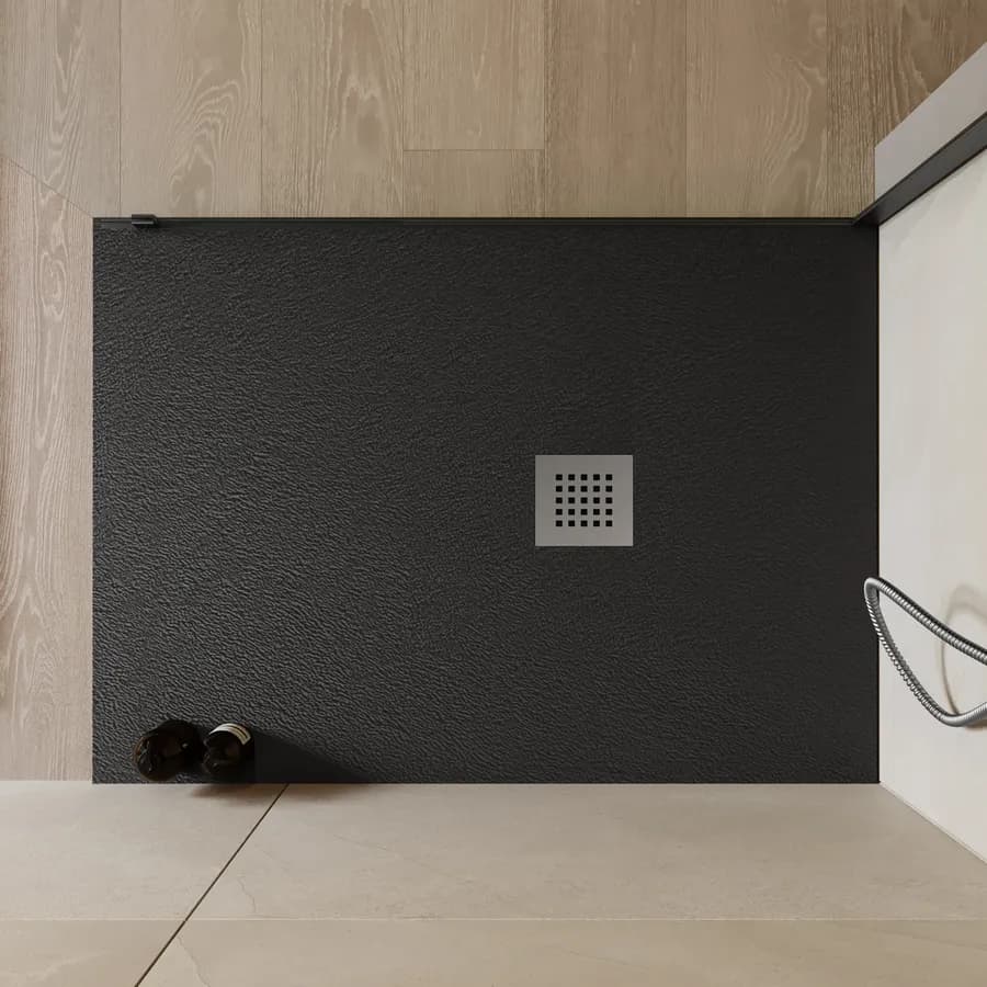 Piatto doccia 110x90 cm antracite effetto pietra riducibile - Liat