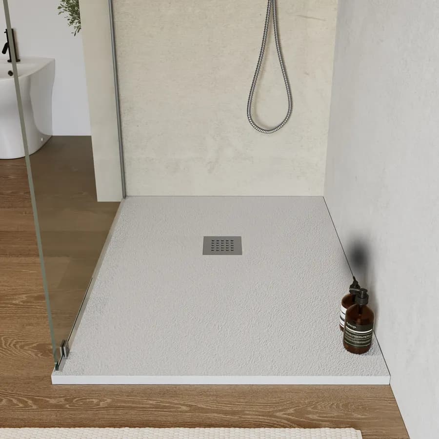 Piatto doccia 110x90 cm grigio effetto pietra riducibile - Liat