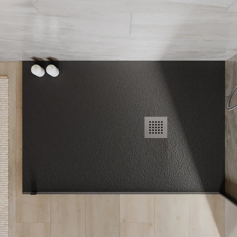 Piatto doccia 120x70 cm antracite effetto pietra riducibile - Liat