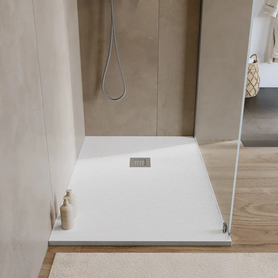 Piatto doccia 120x70 cm bianco effetto pietra riducibile - Liat