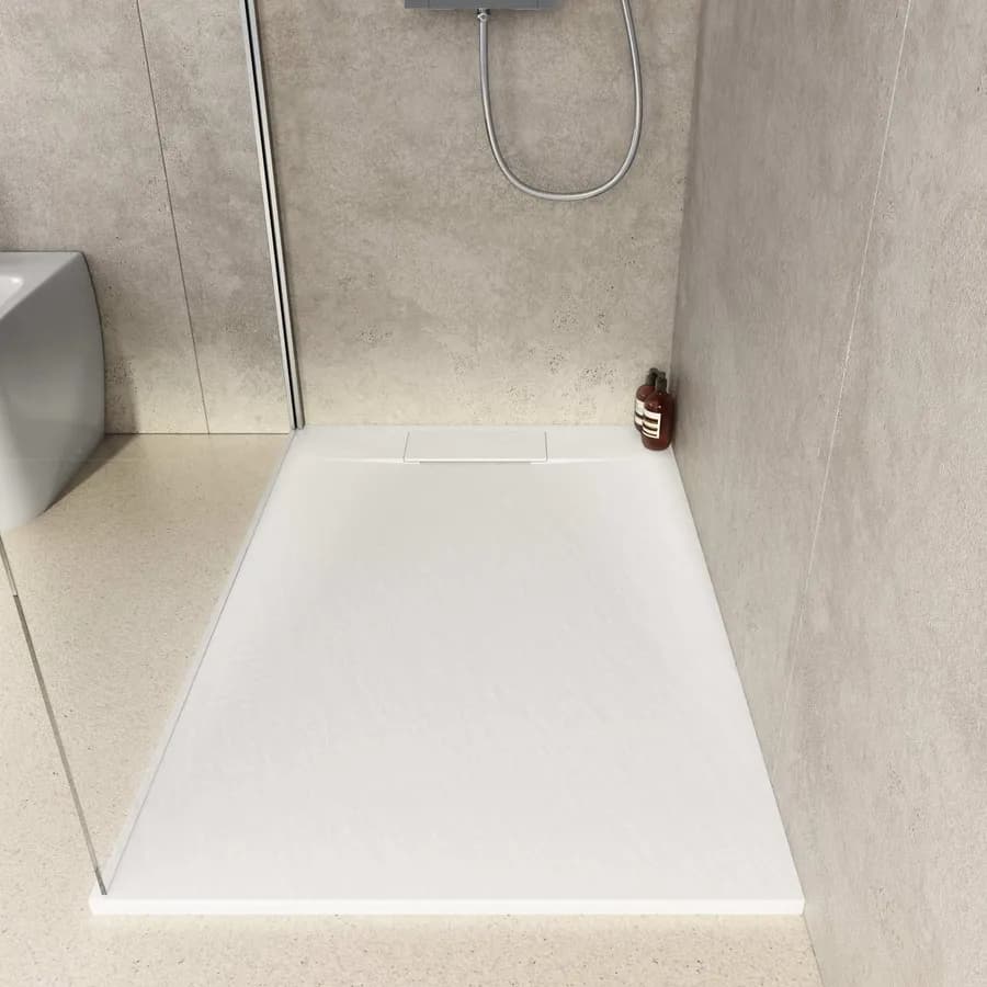 Piatto doccia 120x80 in resina effetto pietra ardesia bianco - Kalf