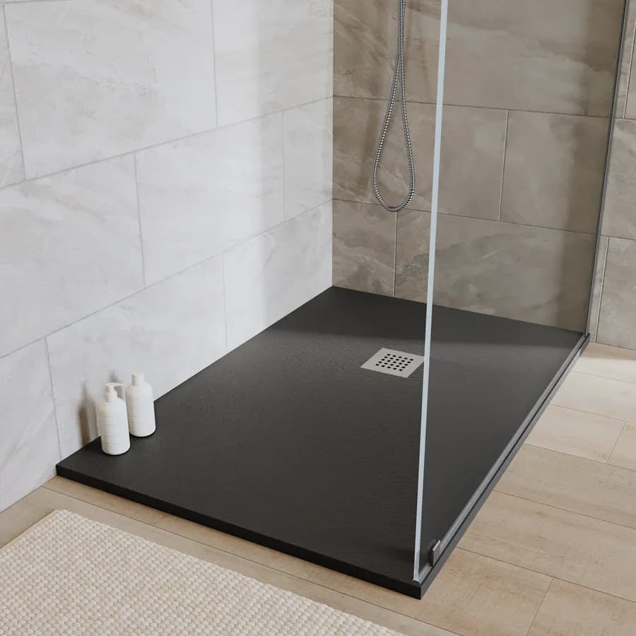 Piatto doccia 120x90 cm antracite effetto pietra riducibile - Liat