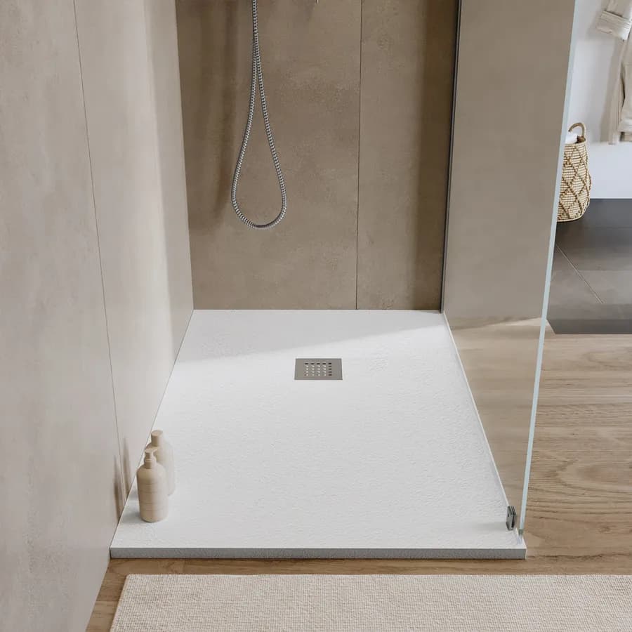 Piatto doccia 120x90 cm bianco effetto pietra riducibile - Liat