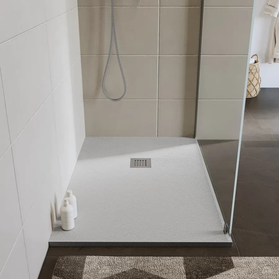 Piatto doccia 120x90 cm grigio effetto pietra riducibile - Liat