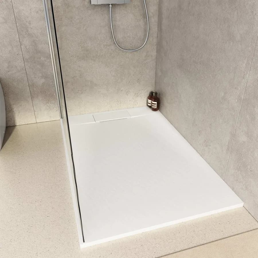 Piatto doccia 120x90 in resina effetto pietra ardesia bianco - Kalf