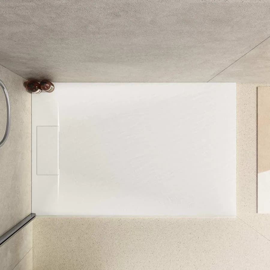 Piatto doccia 120x90 in resina effetto pietra ardesia bianco - Kalf