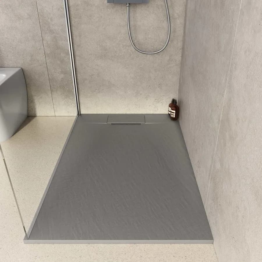 Piatto doccia 120x90 in resina effetto pietra ardesia grigio - Kalf