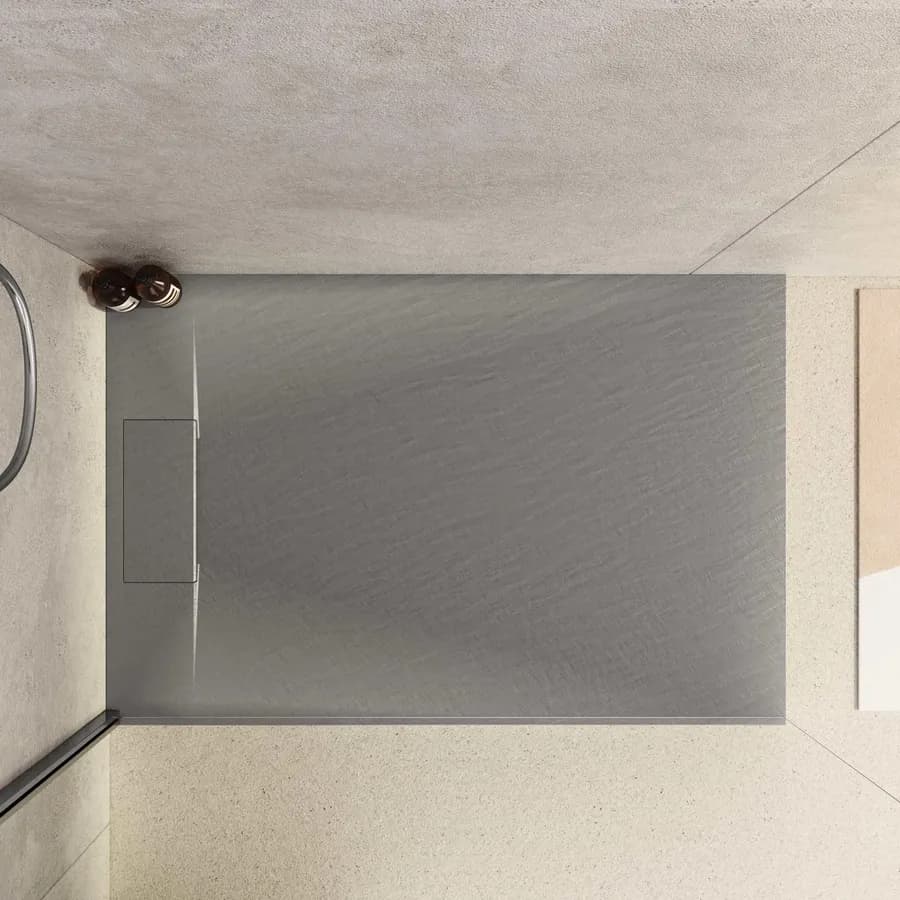 Piatto doccia 120x90 in resina effetto pietra ardesia grigio - Kalf