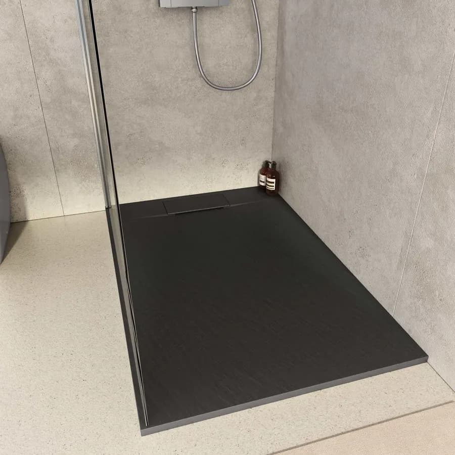 Piatto doccia 120x90 in resina effetto pietra ardesia nero - Kalf