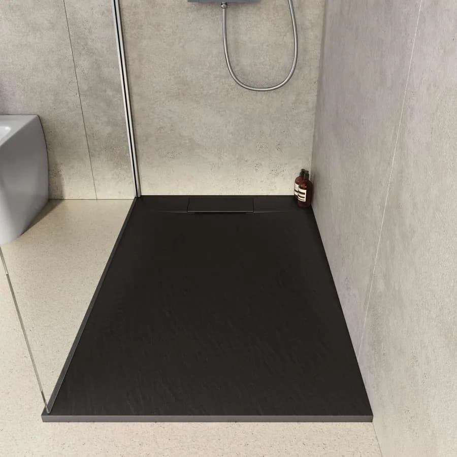 Piatto doccia 120x90 in resina effetto pietra ardesia nero - Kalf