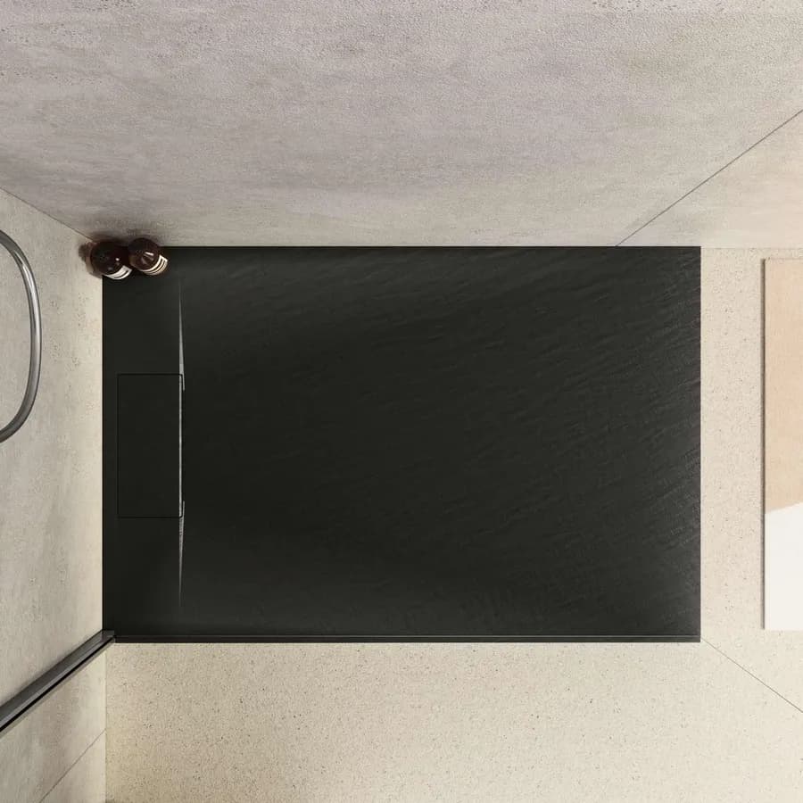 Piatto doccia 120x90 in resina effetto pietra ardesia nero - Kalf