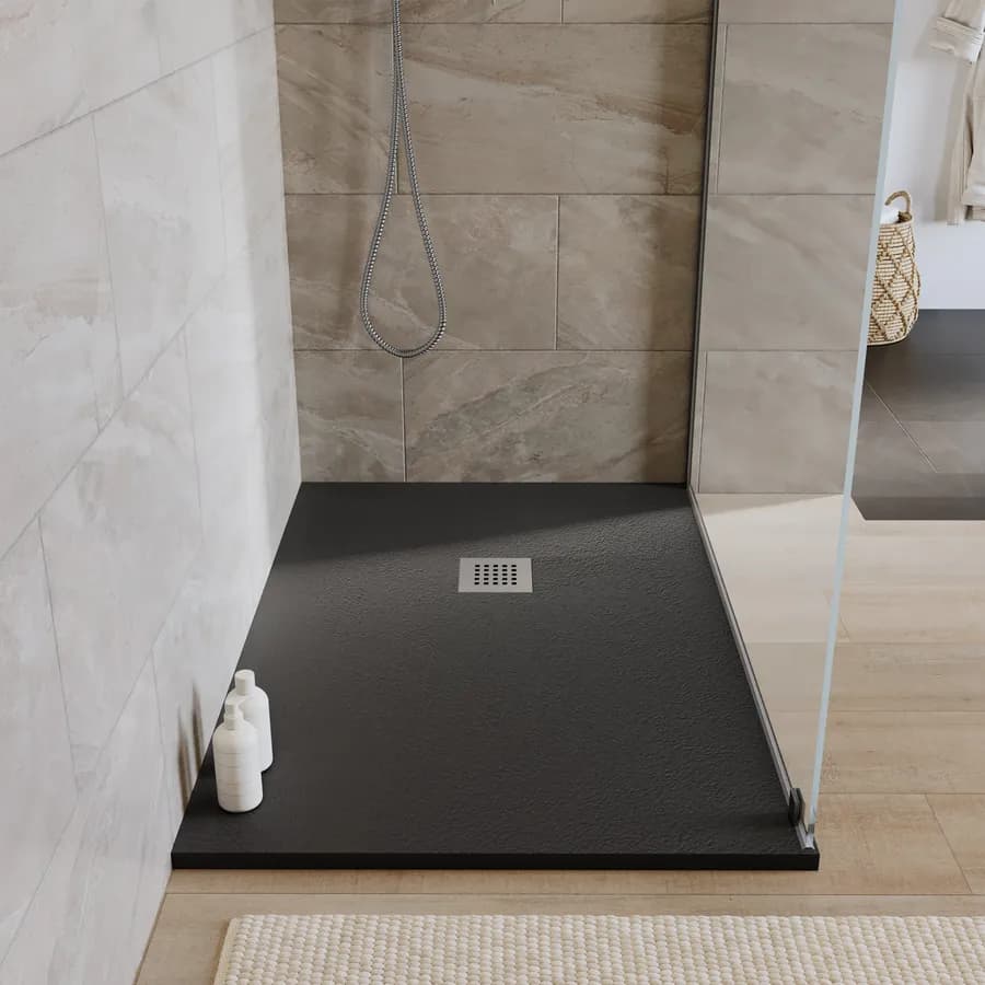 Piatto doccia 130x100 cm antracite effetto pietra riducibile - Liat