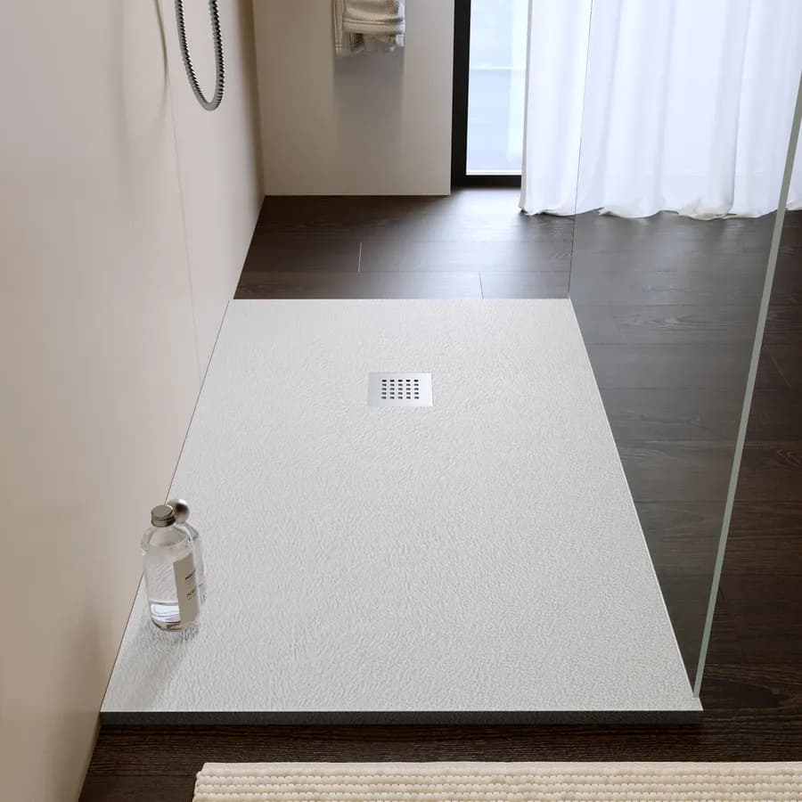 Piatto doccia 130x70 cm bianco effetto pietra riducibile - Liat