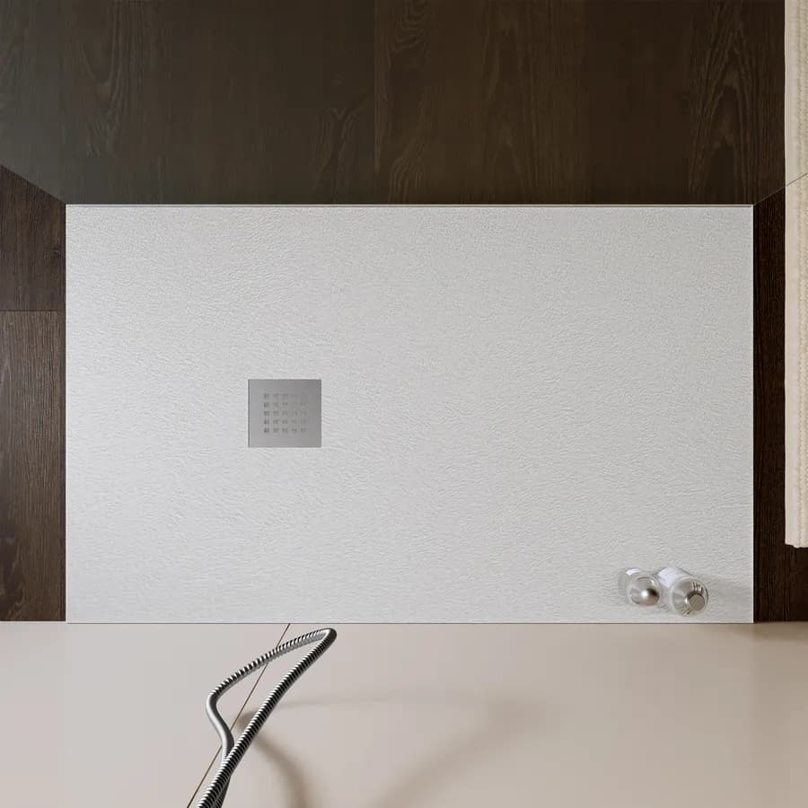 Piatto doccia 130x70 cm bianco effetto pietra riducibile - Liat