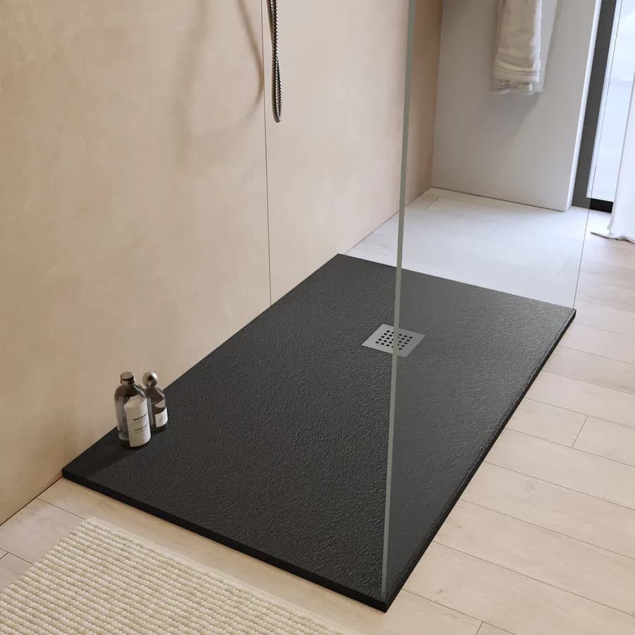 Piatto doccia 130x80 cm antracite effetto pietra riducibile - Liat