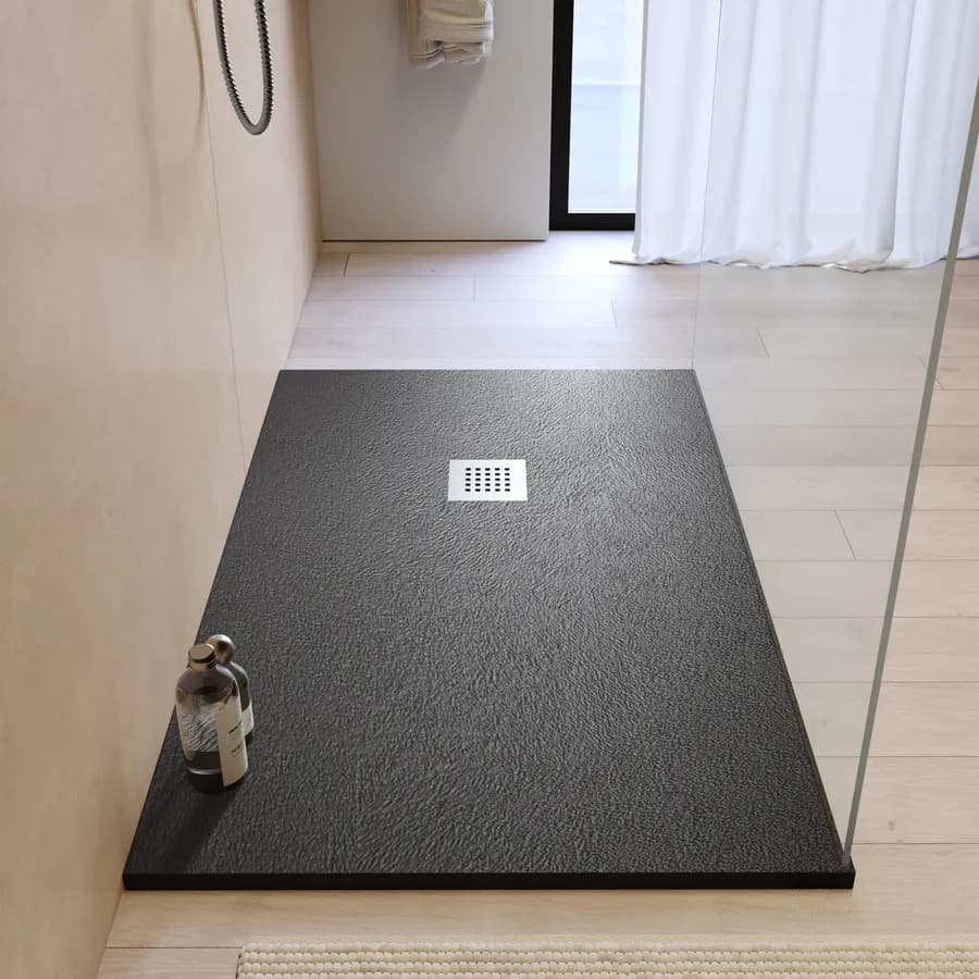 Piatto doccia 140x100 cm antracite effetto pietra riducibile - Liat