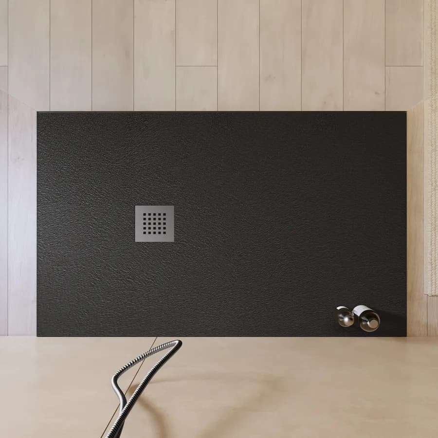 Piatto doccia 140x100 cm antracite effetto pietra riducibile - Liat