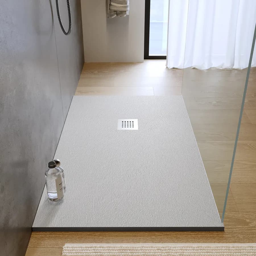 Piatto doccia 140x100 cm grigio effetto pietra riducibile - Liat