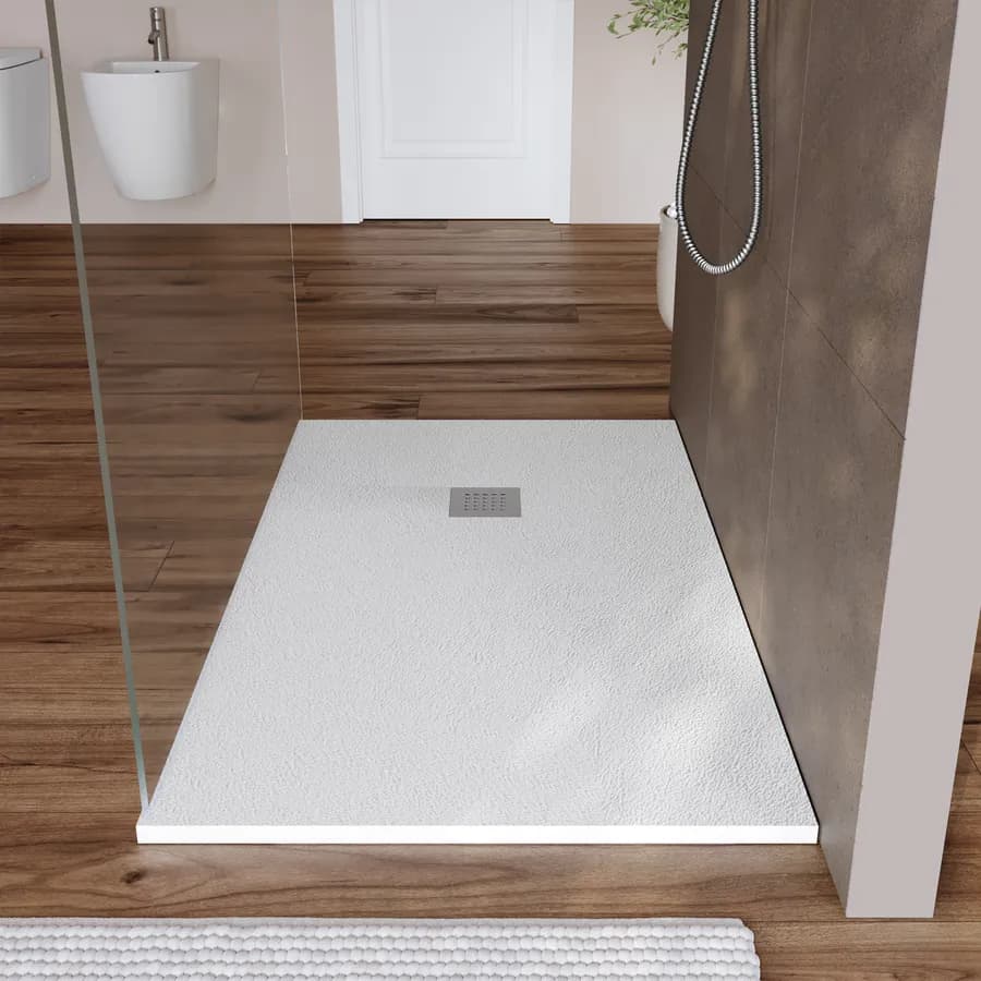 Piatto doccia 140x70 cm bianco effetto pietra riducibile - Liat