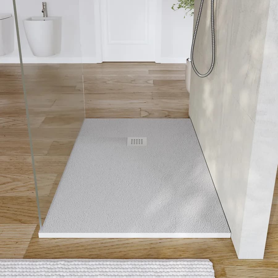 Piatto doccia 140x70 cm grigio effetto pietra riducibile - Liat