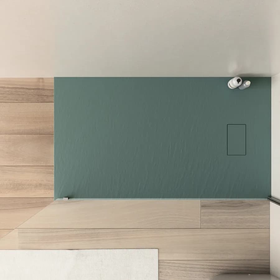 Piatto doccia 140x70 cm ultraslim riducibile verde effetto pietra - Rok