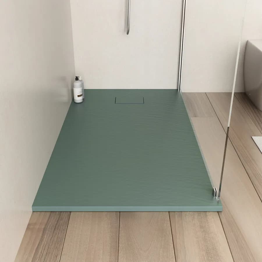 Piatto doccia 140x70 cm ultraslim riducibile verde effetto pietra - Rok