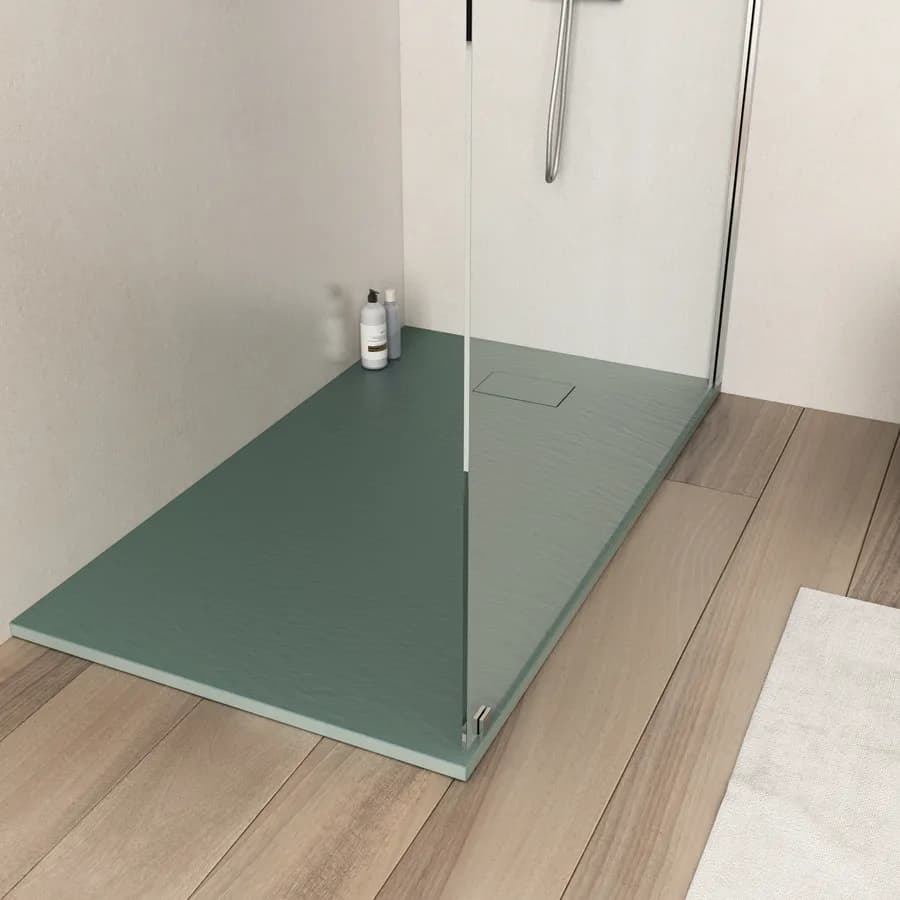 Piatto doccia 140x70 cm ultraslim riducibile verde effetto pietra - Rok