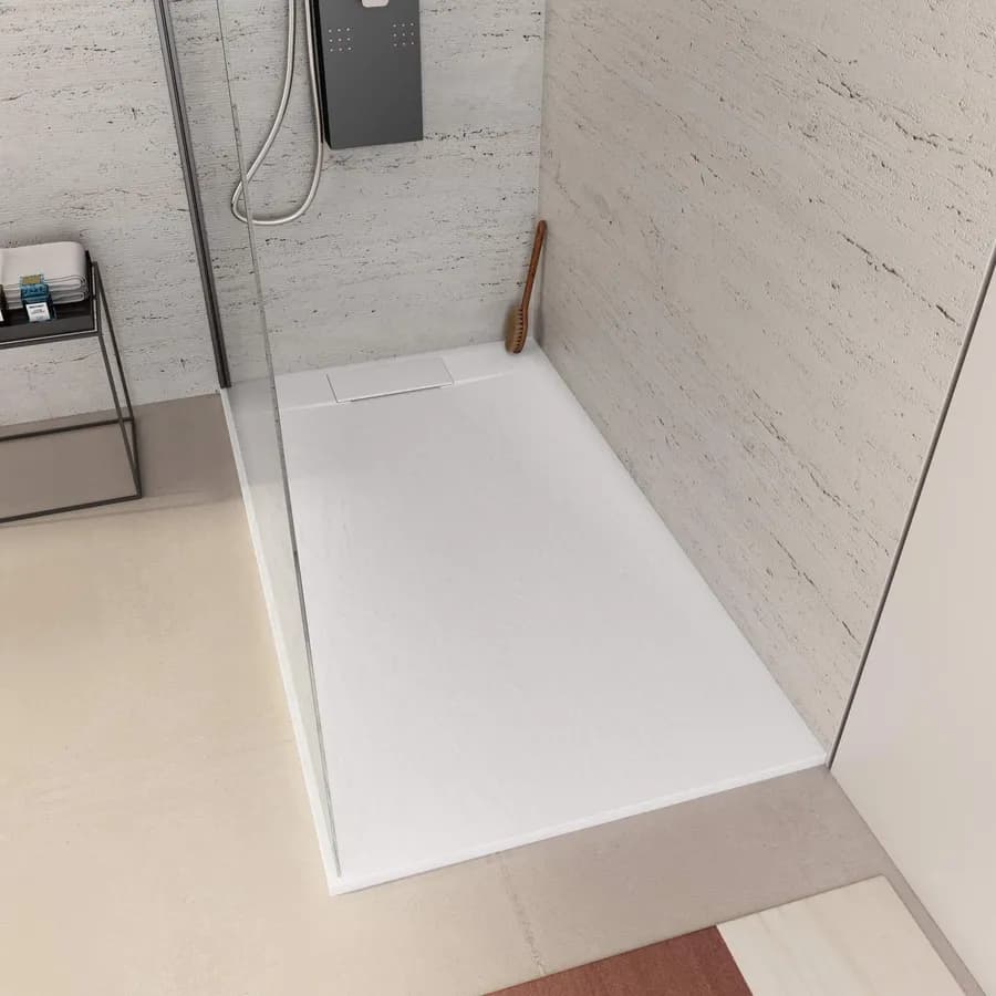 Piatto doccia 140x70 in resina effetto pietra ardesia bianco - Kalf