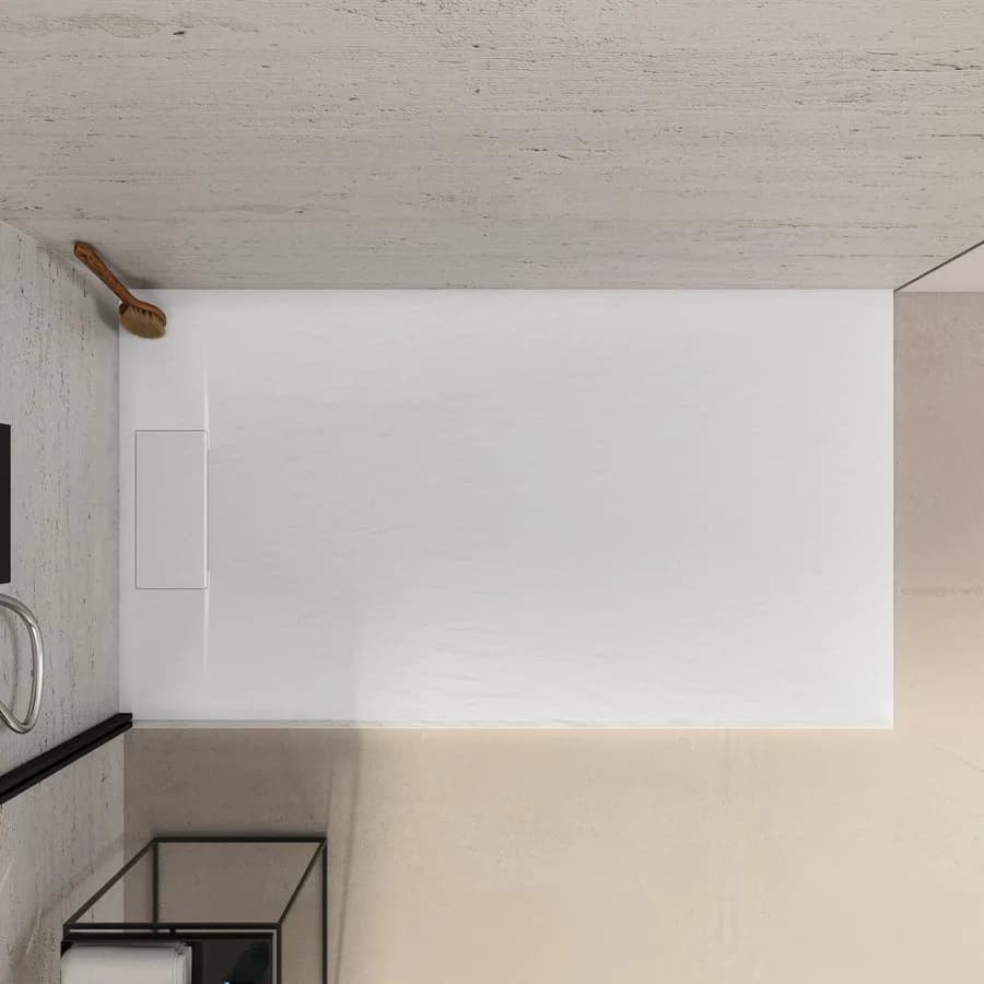 Piatto doccia 140x70 in resina effetto pietra ardesia bianco - Kalf