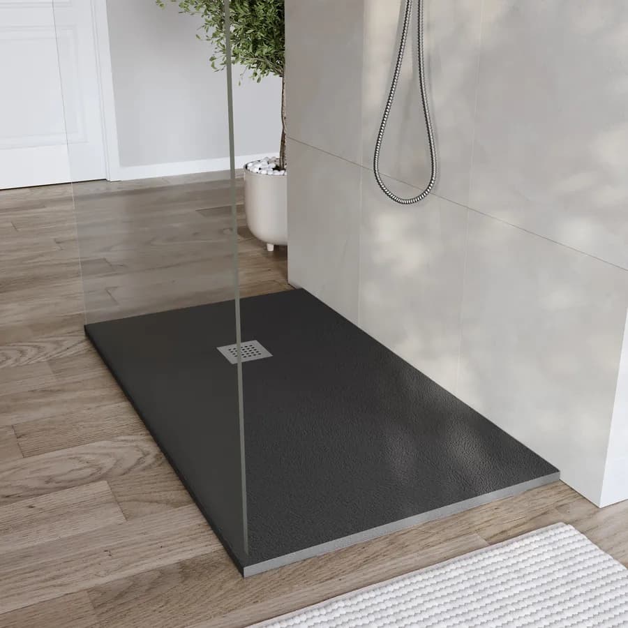 Piatto doccia 140x80 cm antracite effetto pietra riducibile - Liat