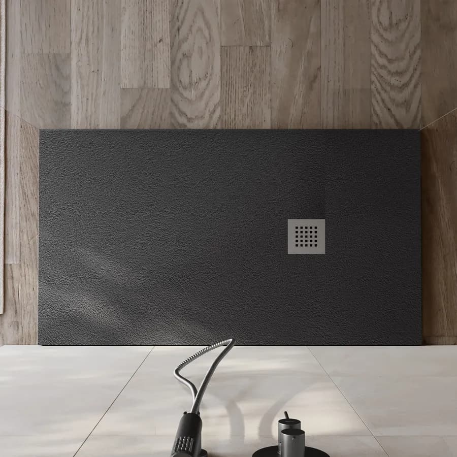 Piatto doccia 140x80 cm antracite effetto pietra riducibile - Liat