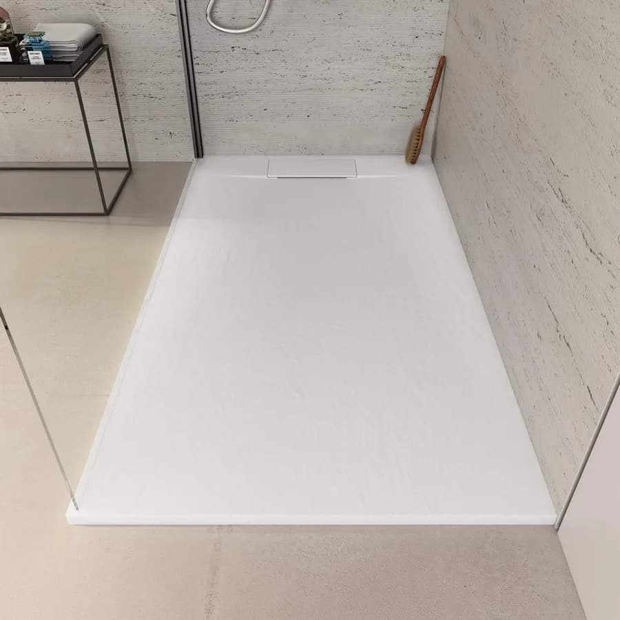 Piatto doccia 140x80 in resina effetto pietra ardesia bianco - Kalf