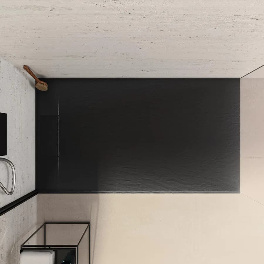 Piatto doccia 140x80 in resina effetto pietra ardesia nero - Kalf