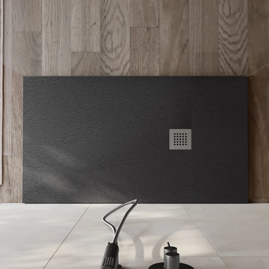 Piatto doccia 140x90 cm antracite effetto pietra riducibile - Liat