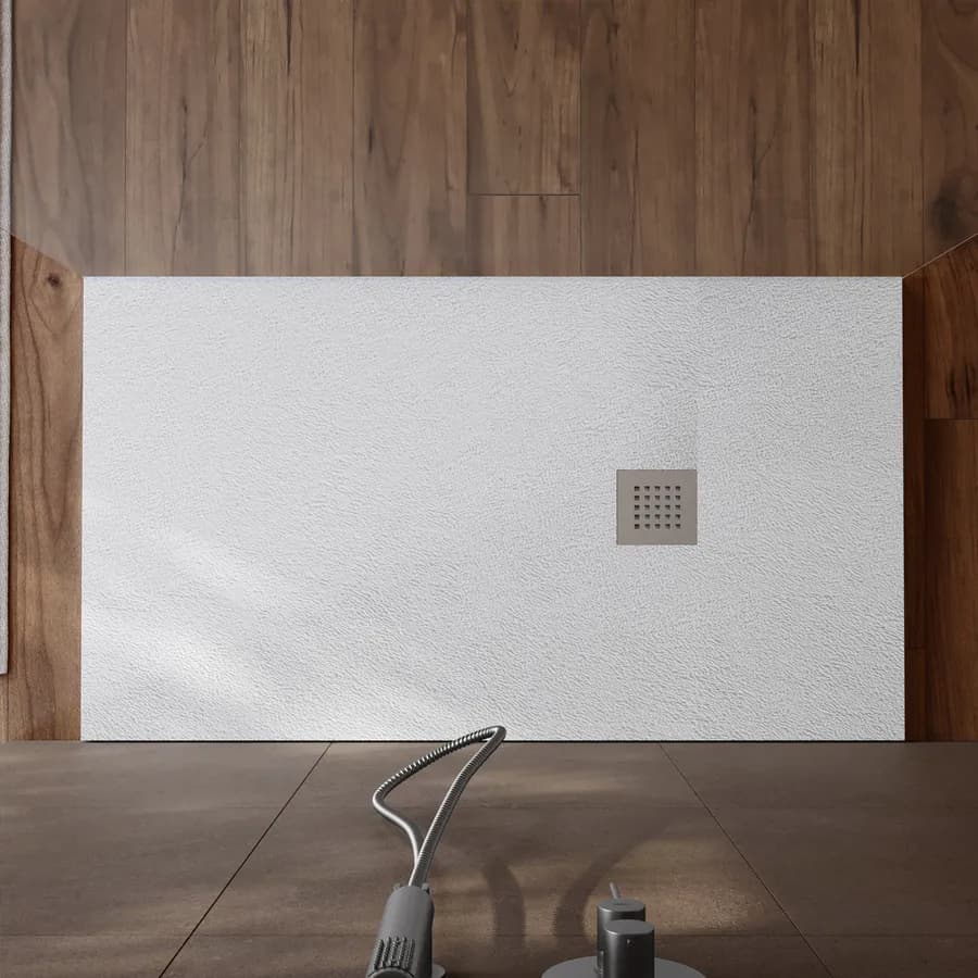 Piatto doccia 140x90 cm bianco effetto pietra riducibile - Liat