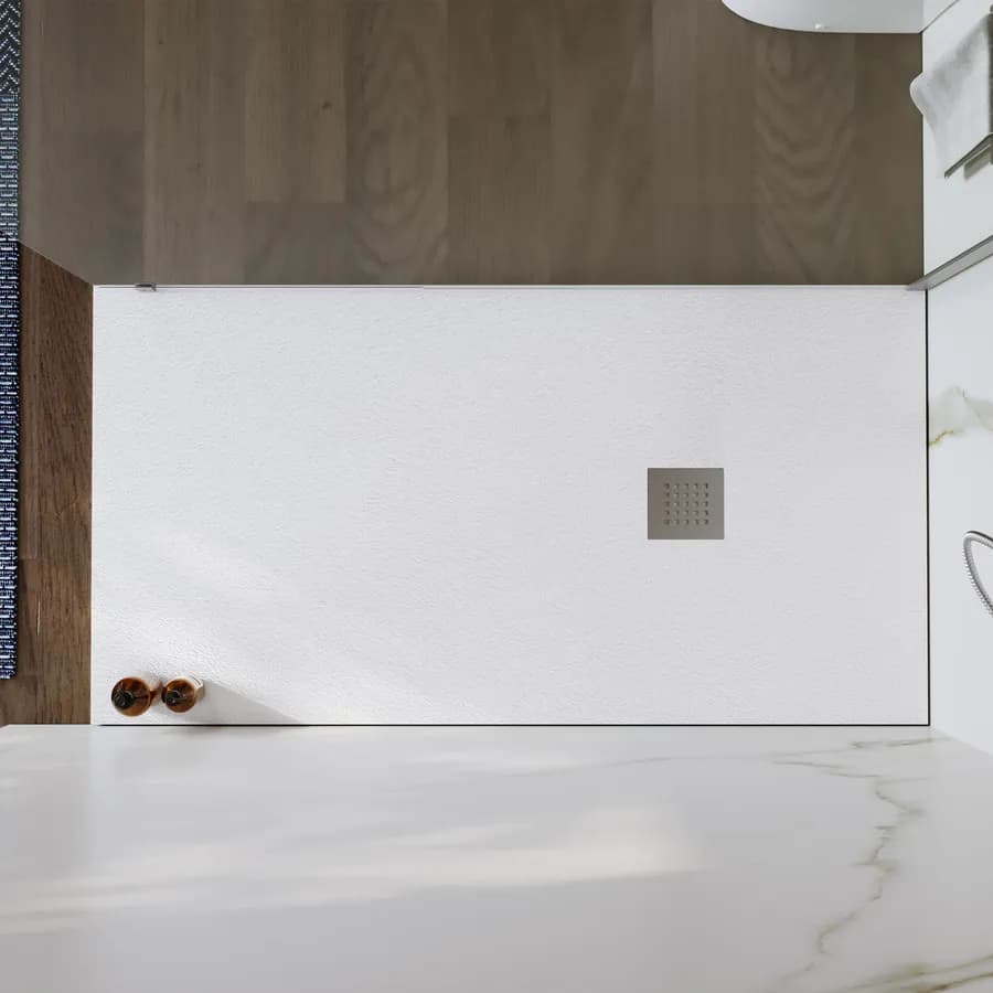 Piatto doccia 150x70 cm bianco effetto pietra riducibile - Liat