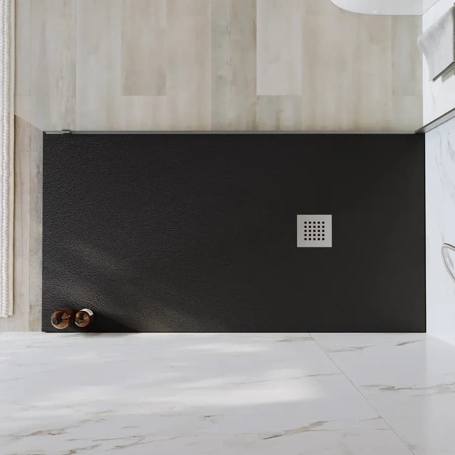 Piatto doccia 150x80 cm antracite effetto pietra riducibile - Liat